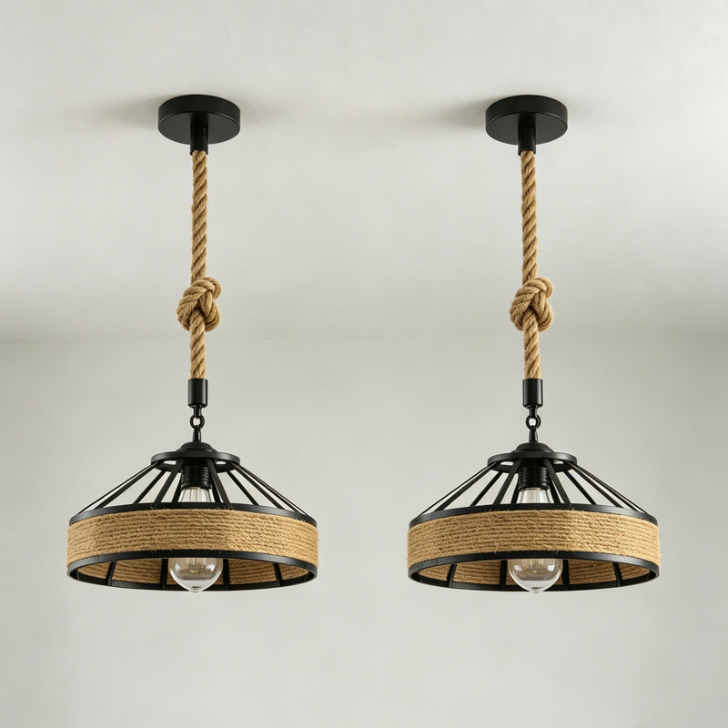 Luminaire suspendu en corde de ferme moderne 1 lumière
