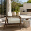 Chaises club d'extérieur (ensemble de 2), structure en bois d'acacia avec dossier en corde, coussins beiges hydrofuges pour patio / cour arrière / terrasse, brun foncé-131245360