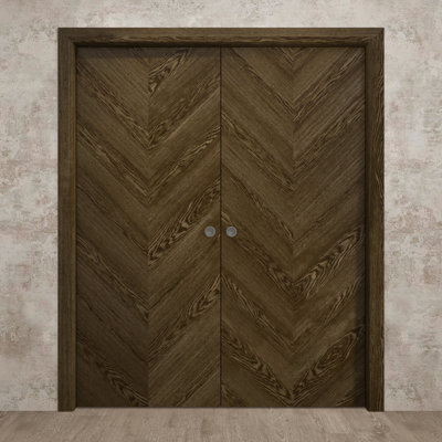 Portes coulissantes françaises à double poche | Ego 5005 | Ensemble de quincaillerie de rail | Portes intérieures modernes en bois massif pour chambre à coucher