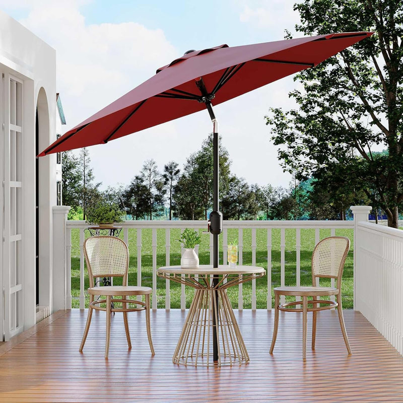 9ft. patio umbrella ABCCANOPY 9FT 3 Tiers 8 Ribs OLEFIN 5-Year No Fading Red & Orange Stripe Beige/Coffee/Green/Khaki/Red/White Size Lyon | 9ft Market Umbrella