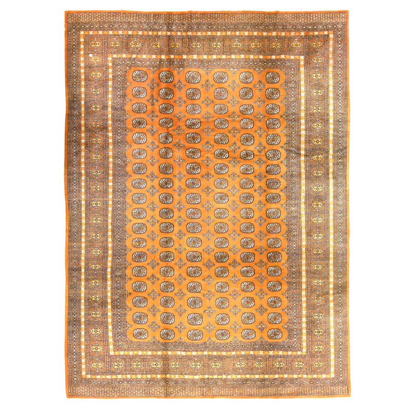 Hand Knotted Wool Area Rug in Rust
