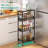 Slim Storage Cart 4 Tier Narrow Kitchen Rolling Cart On Wheels , Mobile Utility Cart Shelving Unit With Wooden Top And Metal Handle