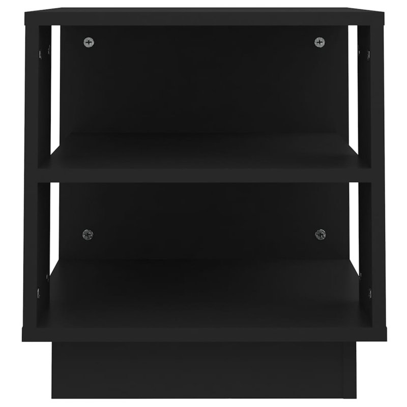 Glass End Table with Storage, Black, 15.7"x15.7"x16.9"