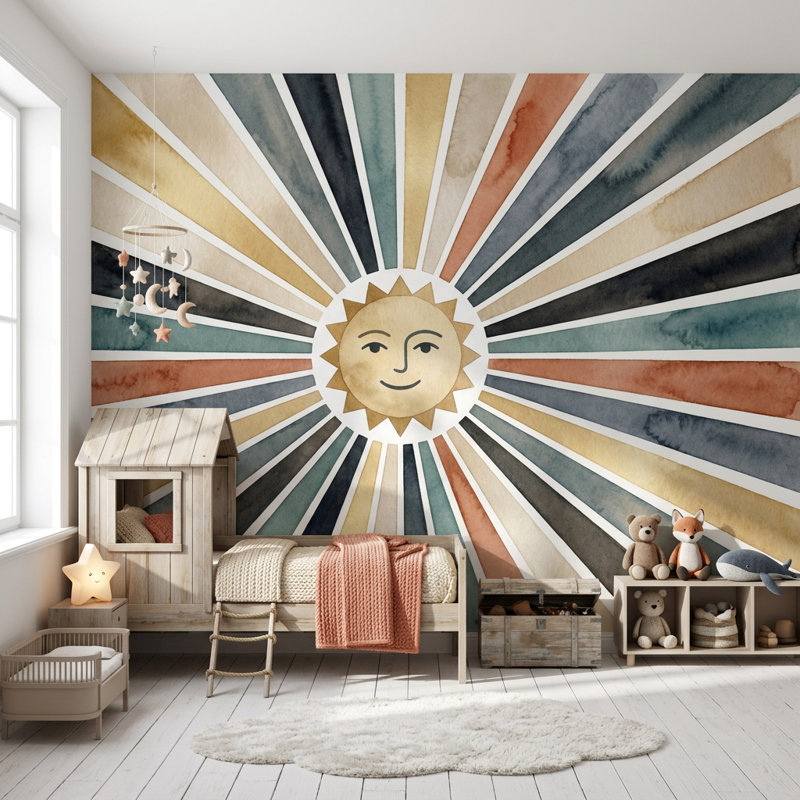 Adhésif mural Sunburst, 120 po x 96 po, Peler et coller
