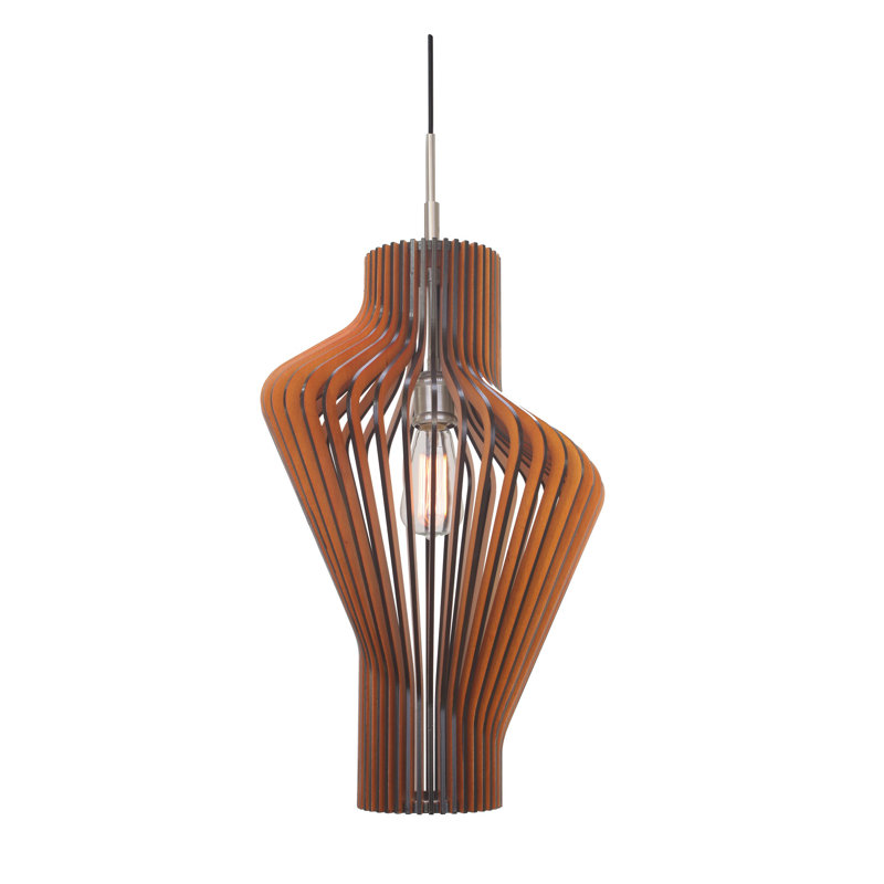 Luminaire suspendu géométrique 1 lumière Brogden, Cerisier, Nickel, H 21,5 po x l 13,75 po x P 13,75 po