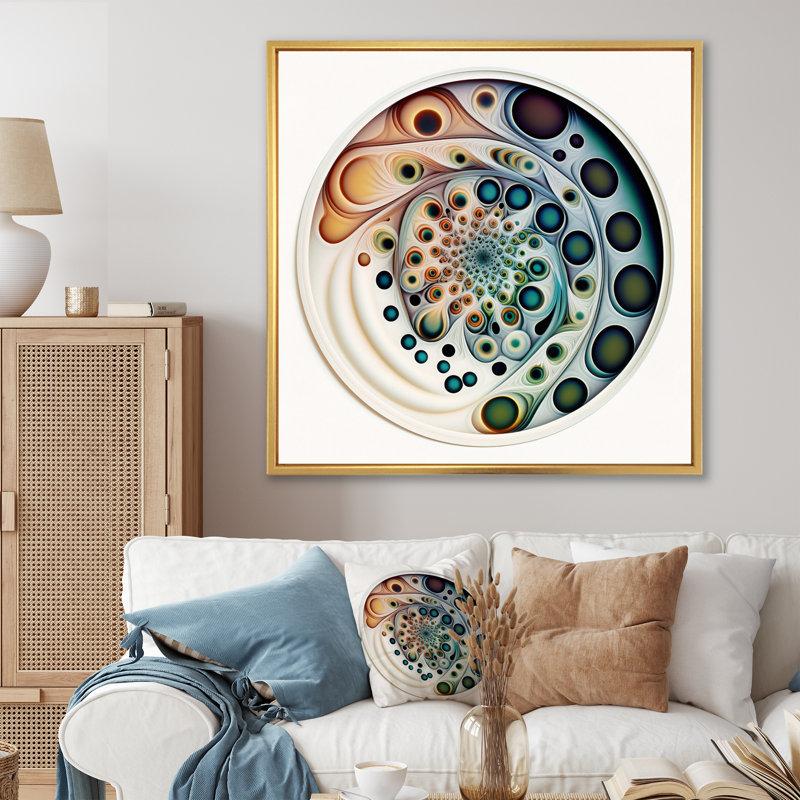 «Soft Coloured Cymatics Mandala I» sur toile, Cadre flottant doré, H 16 po x l 16 po x P 1 po