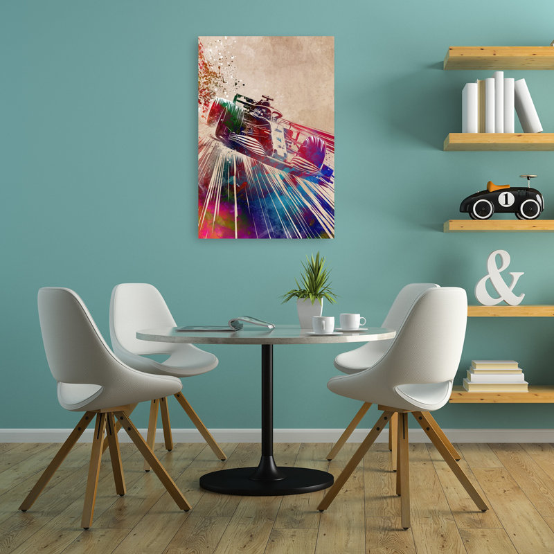 «Vibrant Race Car Motion», art moderne abstrait coloré, cheval, H 36 po x l 24 po