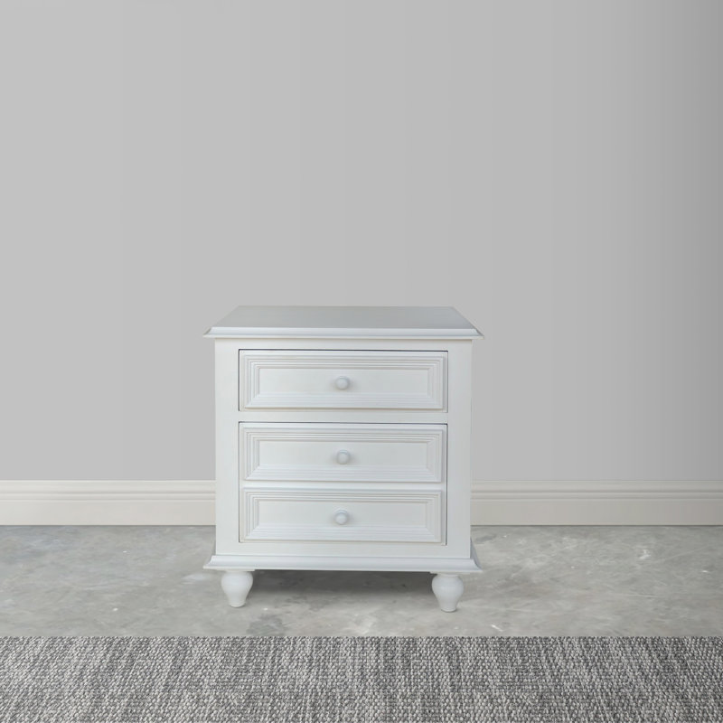  Modern Cottage Style Nightstand with Mango Wood Construction - 28"H, White