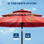 Parasol de marché rond à 3 niveaux avec protection contre les rayons UV avec manivelle et bouton-poussoir inclinable de 10 pi en rouge-2060118213