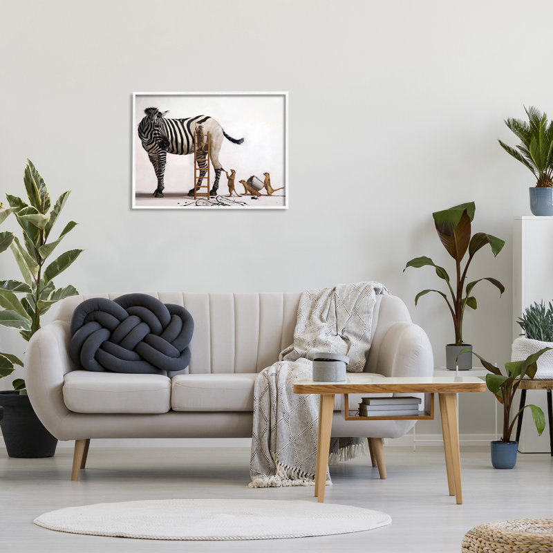 Peinture suricate encadrée sur bois par Lucia Heffernan, H 24 po x l 30 po, Giclée encadrée blanc bord de mer