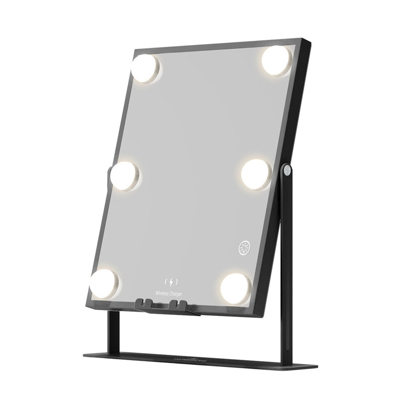 Hollywood Tri-Tone LED Makeup Mirror with Bluetooth Speakers and 6 Long Lasting Built-In LED Bulbs, Black