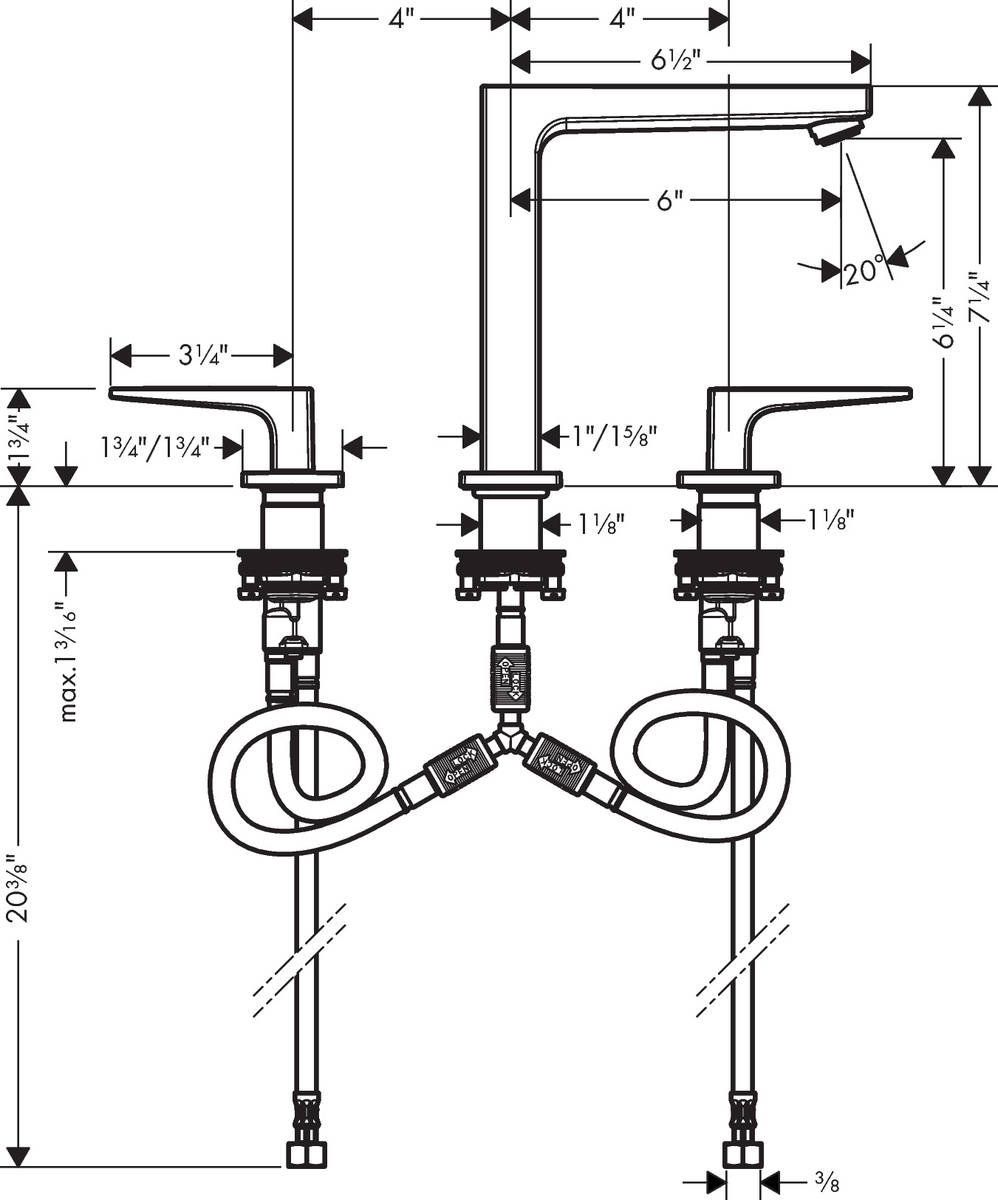 Metropol Low-Flow Widespread Bathroom Faucet, Chrome
