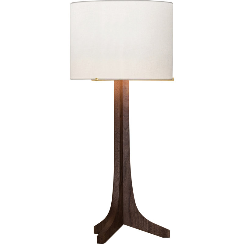 Nauta LED Table Lamp, Dark Stained Walnut, Brushed Brass, White Linen
