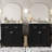 60" Black Bathroom Vanity With Double Ceramic Sinks, Adjustable Shelf, Quiet Closing Doors, Flip Drawer - Peaceful Furniture, Quietly Tranquil Nook-1355472557