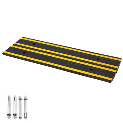 48" Heavy-Duty Rubber Driveway Ramps, Low-Profile Threshold Ramps with Water Channels for Cars, Trucks & Wheelchairs, Garage Entry & Driveway Slope Solutions