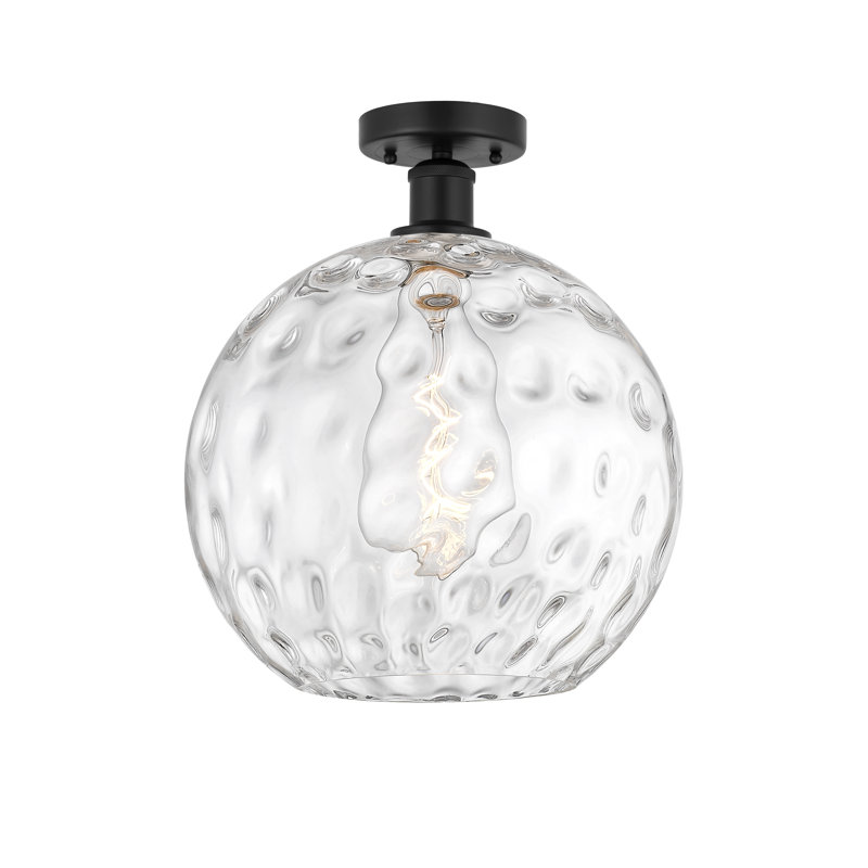 Plafonnier semi-encastré 1 lumière Cindi, Noir mat, H 13,63 po x l 12 po x P 12 po