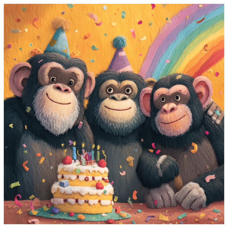 Rideaux de douche Monkeys avec gâteau d'anniversaire très long, L 70 po x H 84 po