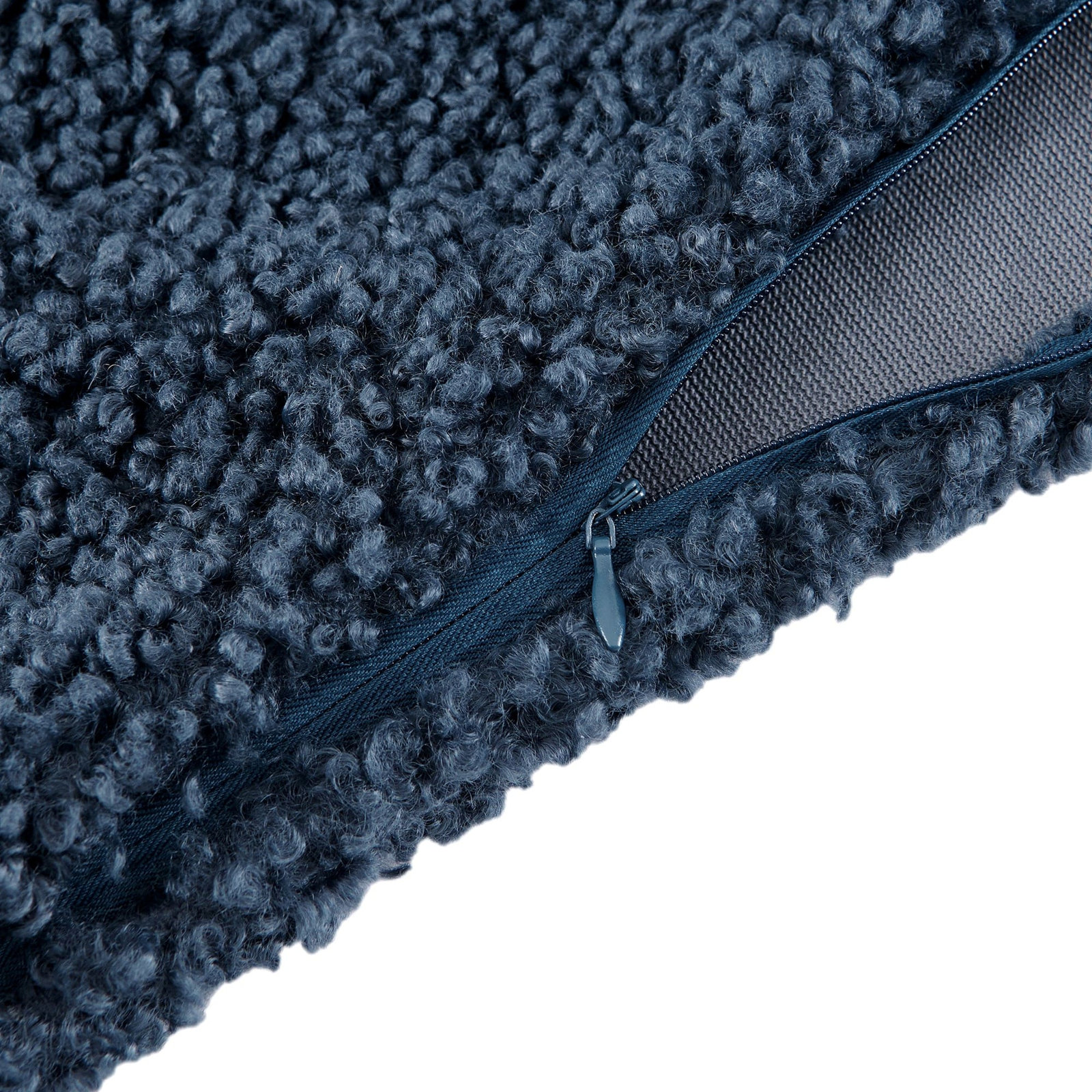 Teddy Soft Plush Textured Boucle Cozy Fluffy Classic Chic Modern Rustic Decorative Pillow, 18"H x 18"W, Midnight Blue