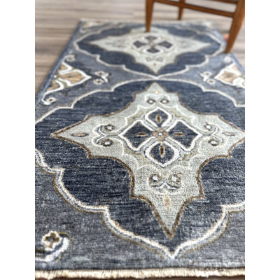 Tiny Knots Wool Southwestern Area Rug in Killegray Dark Gray