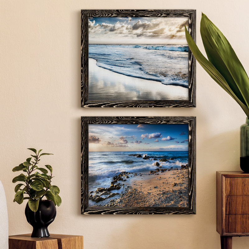 Endless Horizon - Ensemble de 2 photos sur toile tendues, H 20 po x l 34 po x P 1,5 po, Cadre noir
