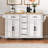 56.5'' Kitchen Island With Drop Leaf, Power Outlet, And Embossed Vertical Stripe Design For Enhanced Storage And Mobility-370528286