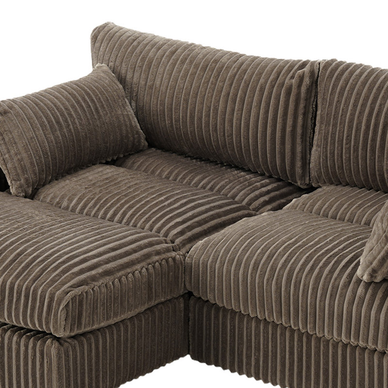 Canapé modulaire réversible en flanelle de fourrure de lapin 2 pièces rembourré avec coussins 2 pièces
