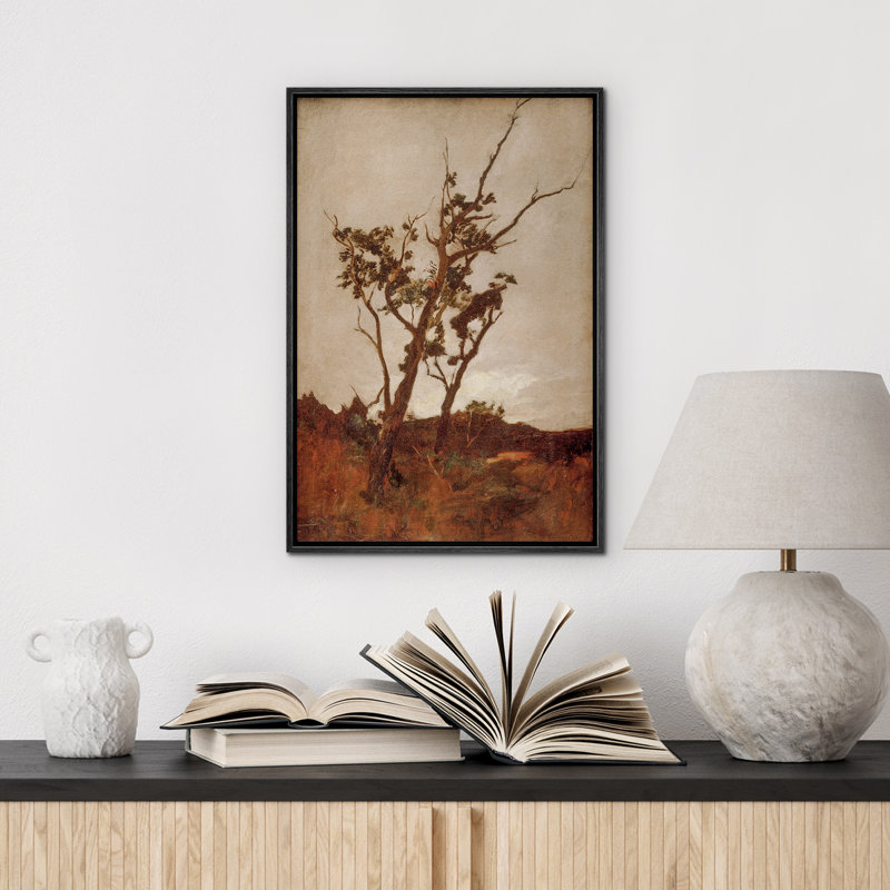«Classic Brown Lonely Autumn Tree», impression sur toile encadrée, H 36 po x l 24 po, Noir, noir, noir, noir