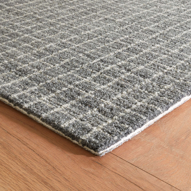 Conall Grey Hand Micro Hooked Wool Rug, Rectangle 7'6" x 9'6"