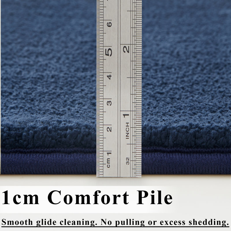 Luxury Fluffy High-Pile Rug for Living Room & Bedroom, Navy, 80 cm x 150 cm