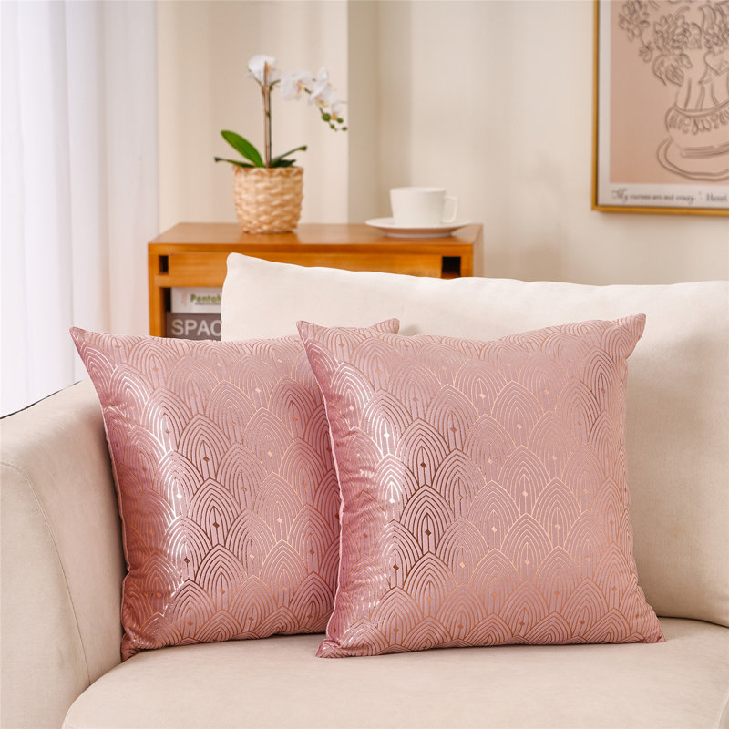  Coussins décoratifs en velours, Rose, 18 po x 18 po, Housse de coussin seulement - sans coussin