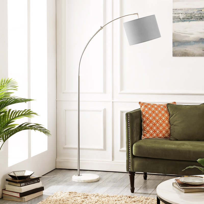 Bales 72'' Marble Arched Floor Lamp, Gray