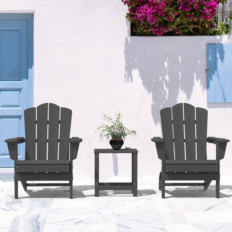 Chaise Adirondack pliante en plastique / résine Wolak, Gris