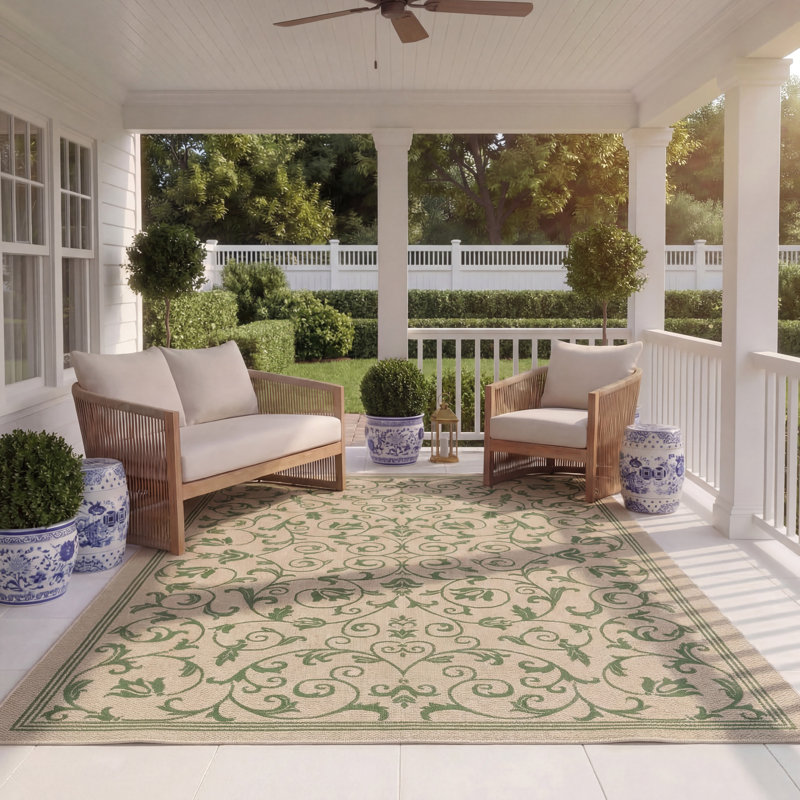 Tapis d'intérieur / extérieur à motif floral Galena Performance, Rectangle 8 pi x 11 pi