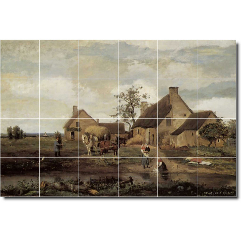 Carreau de céramique décorative 36 po x 24 po 6 po x 6 po, Village 02018