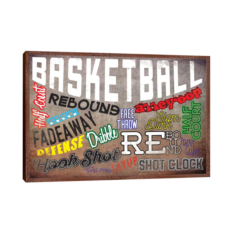 Basketball Slang - Print on Canvas, 66.04 cm H x 45.72 cm W, Classic Wood Floater Framed