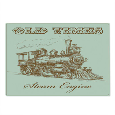 Ambesonne Steam Engine Cutting Board Large Size Old Vintage Train Ivory Pale Caramel