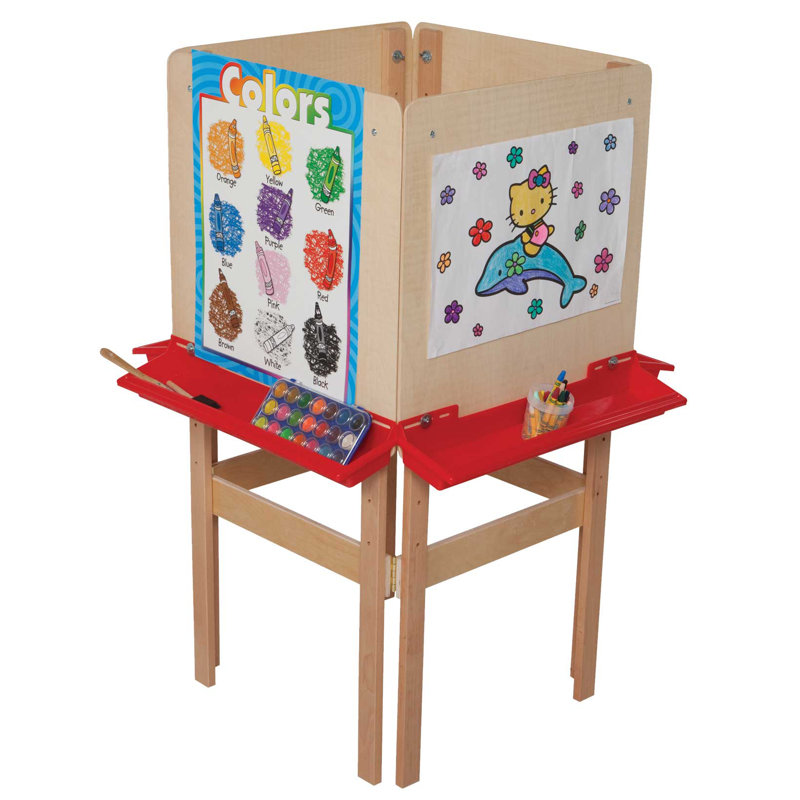 Four-Sided Adjustable Plywood Easel with Chalkboard Surface