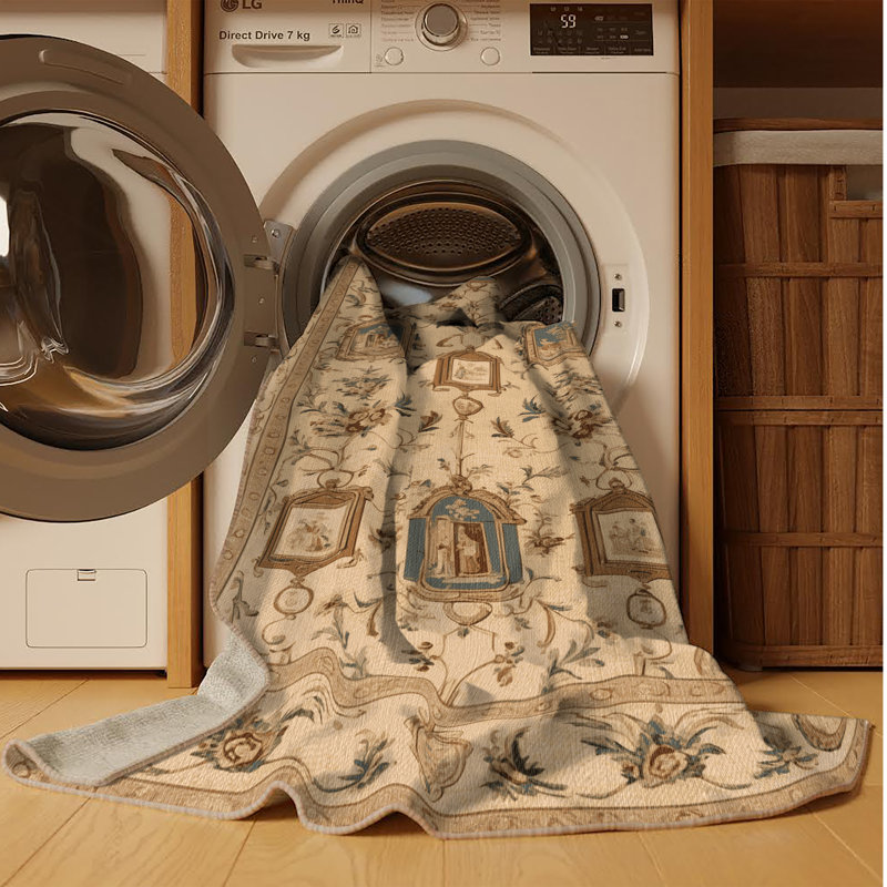 Tapis brun français lavable à la machine, Rectangle 5 pi x 7 pi