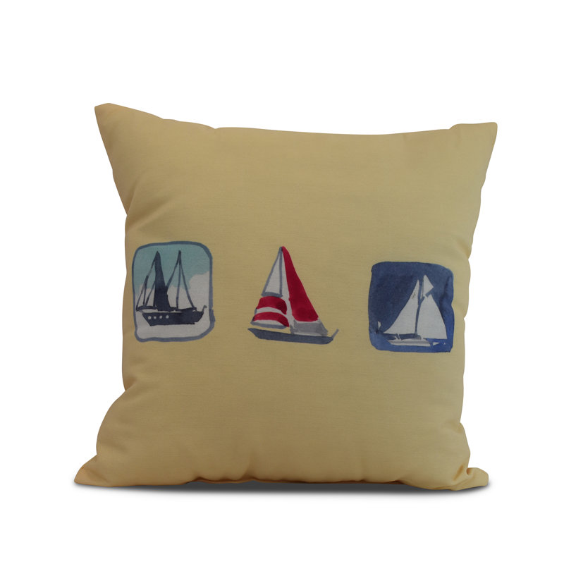 Housse de coussin carré Nantucket, Jaune, 16 po x 1 po