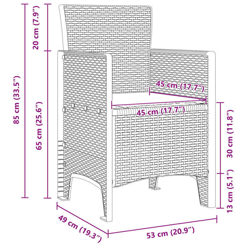  Ensemble repas de jardin avec coussins 17 pièces PP anthracite