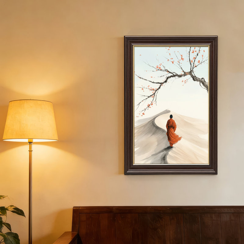 Art mural antique sur toile encadré doré pour le salon, la chambre à coucher, le bureau ou le vestibule - Décoration murale décorative avec sentier zen