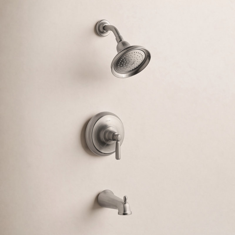 Garniture de baignoire et douche Bancroft Rite-Temp avec poignée levier en métal, bec NPT et pomme de douche 2,5 GPM