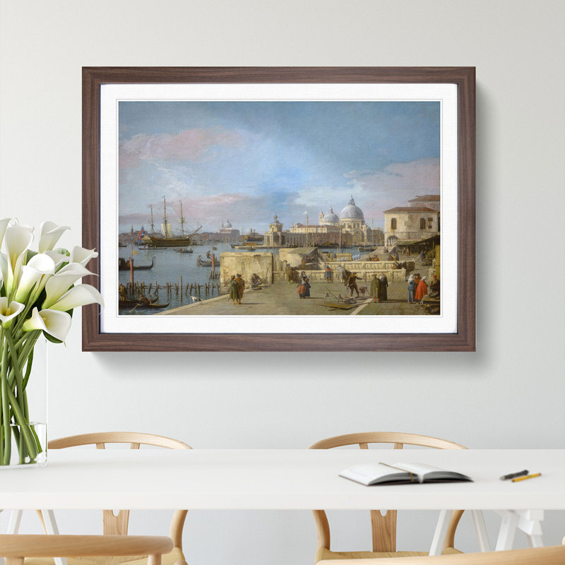 Entrance to the Grand Canal Vol.1 by Giovanni Canaletto - Picture Frame Painting, 27cm H x 36cm W x 2cm D, Walnut Framed