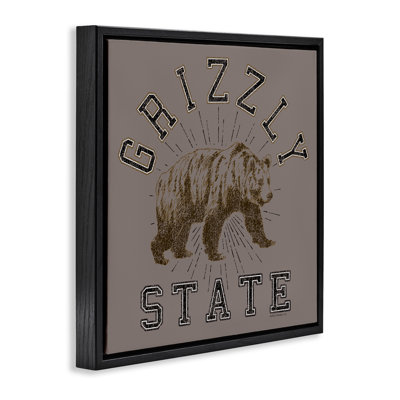 "Grizzly State", art mural rétro sur toile flottante par Spirit Animals / Life Is High