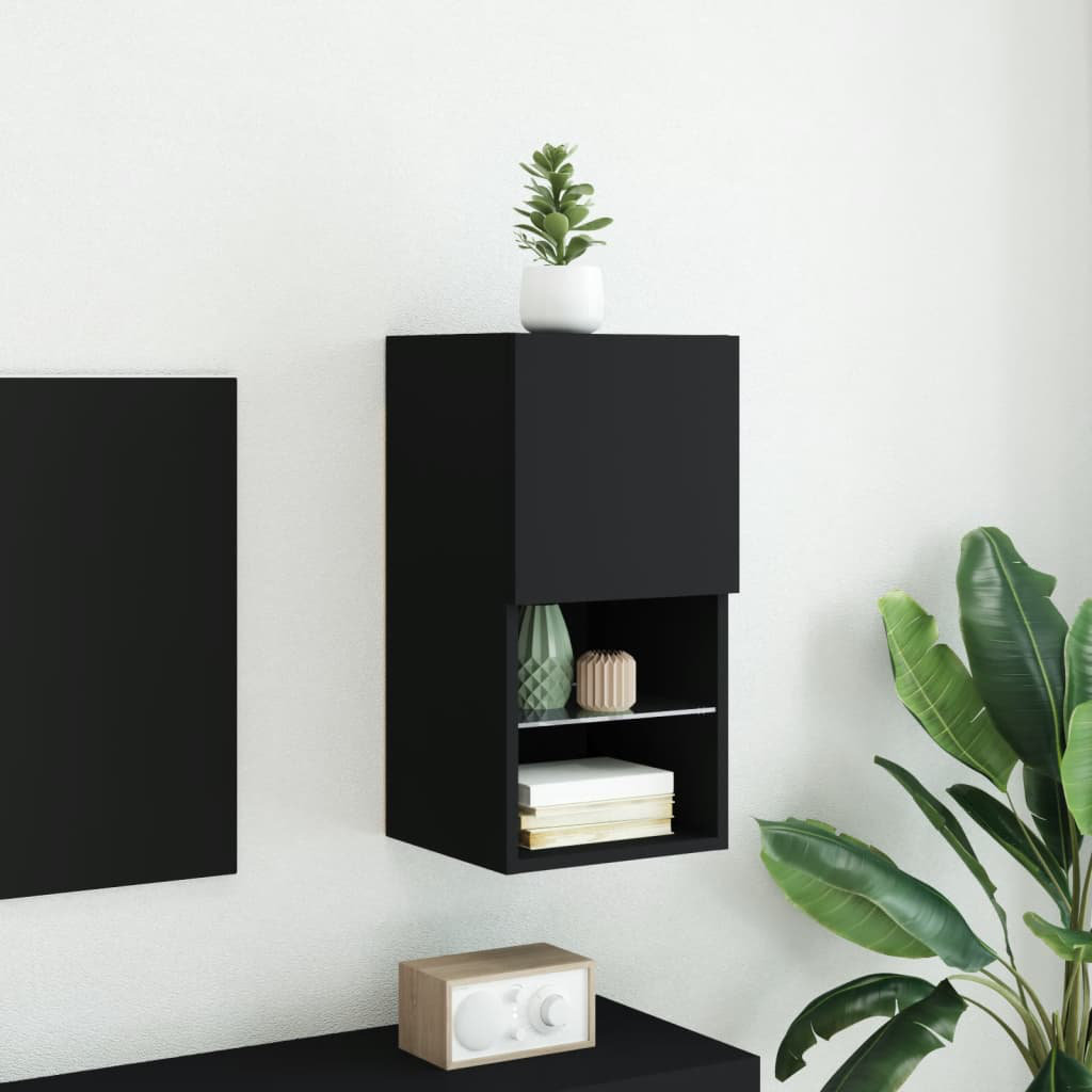 Metro Lane TV Cabinet With LED Lights Black 30.5X30x60 Cm