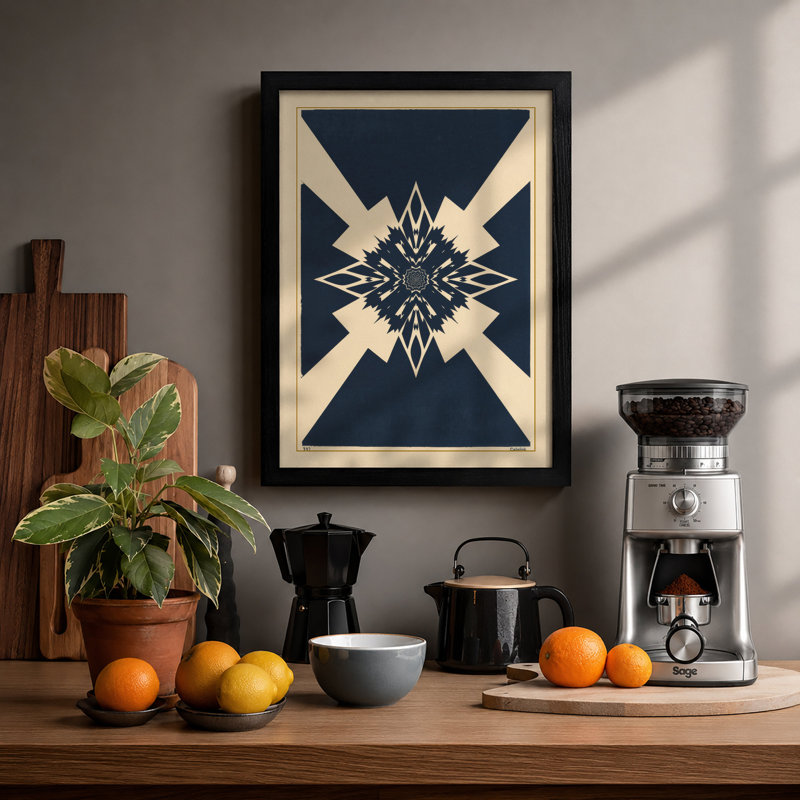 Crystalline Starburst Art Deco - Framed Print, Unframed, A3 - 42.0 x 29.7 cm