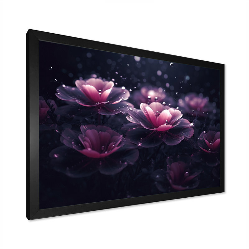 «Mauve Serene Magnolias III», reproduction sur toile encadrée, H 12 po x l 20 po x P 1 po, Cadre photo noir