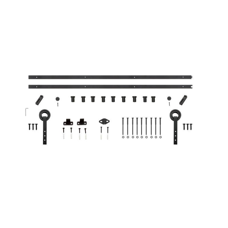 Ensemble de quincaillerie de porte de grange simple standard standard, Noir, 60 po