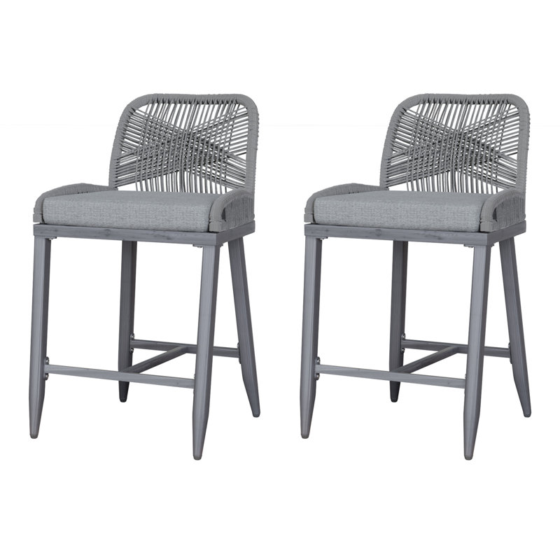 Chaise à hauteur de comptoir en corde tissée (ensemble de 2), Gris, 2