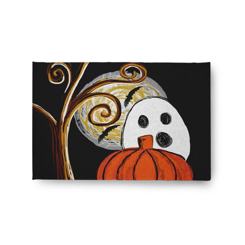 Tapis en chenille Ooky Spooky Halloween Design CRHGN752BK4, Rectangle 2 pi x 3 pi